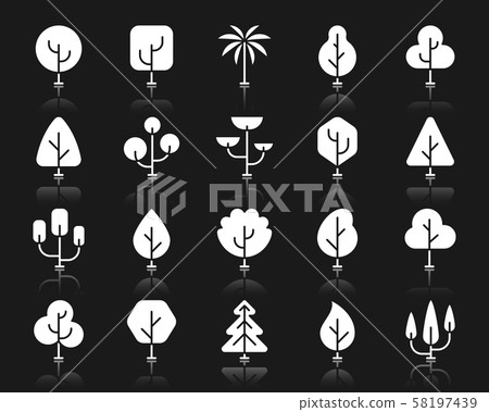 Abstract Tree black silhouette icons vector set 58197439