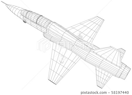 Airplane jet sketch. Vector of 3d. Wire-frame style 58197440