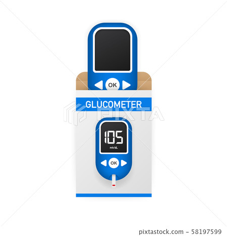 Blood glucose meter level test. Diabetes 58197599