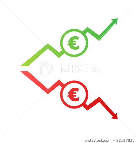 Up And Down Arrows With Euro Sign In Flat Icon Stock Down Arrows With Euro Sign In Flat Icon