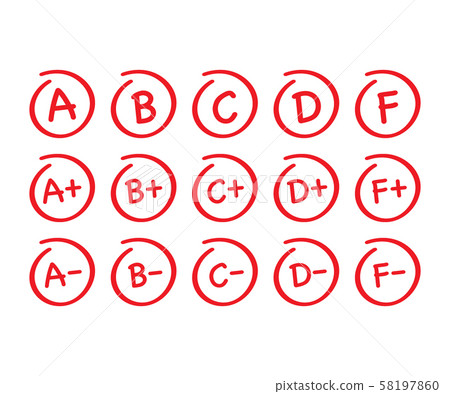 Grade results set. Hand drawn vector grade in red 58197860