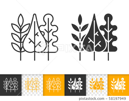 Fall Leaves simple black line vector icon Fall Leaves simple black line vector icon 58197949