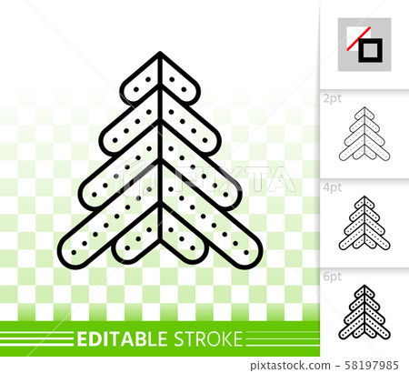 Christmas Tree simple fir black line vector icon 58197985