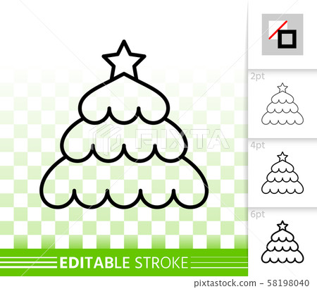 Christmas Tree simple black line vector icon - Stock Illustration ...
