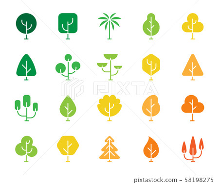 Geometric Trees color silhouette icons vector set 58198275