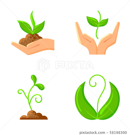 Sprout flat organic nature seeds vector icons set 58198300