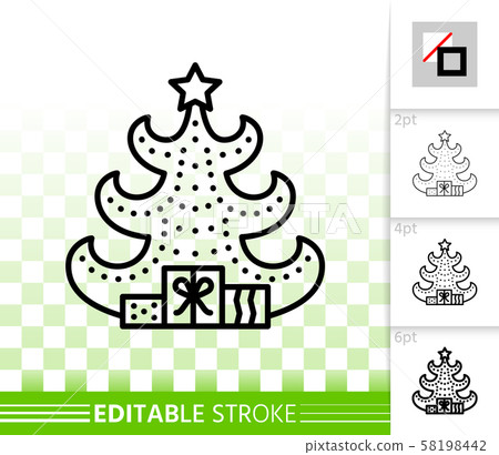 Christmas Tree simple black line vector icon - Stock Illustration ...