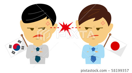 政治衝突/衝突圖像人物插圖（上半身男性）/韓國vs日本 58199357