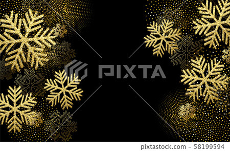 Vector Christmas card with gold snowflakes and glitter Vector Christmas card with gold snowflakes and glitter 58199594