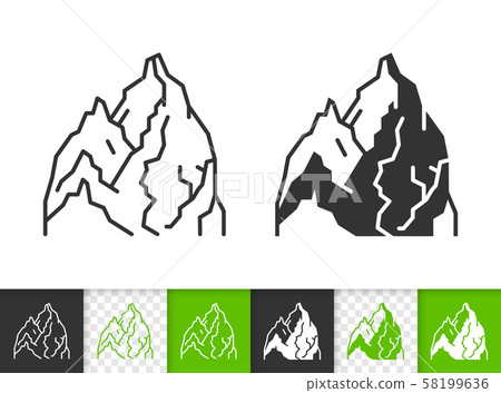 Mountain climbing simple black line vector icon - Stock Illustration ...