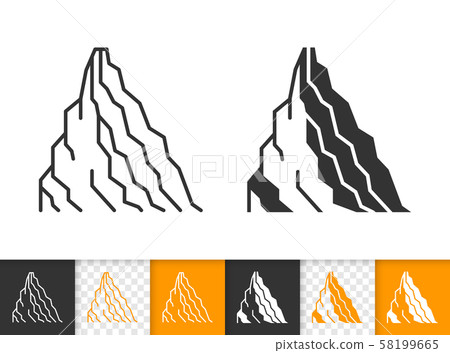Mountain climbing simple black line vector icon - Stock Illustration ...
