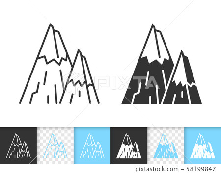 Mountain simple black line climbing vector icon - Stock Illustration ...
