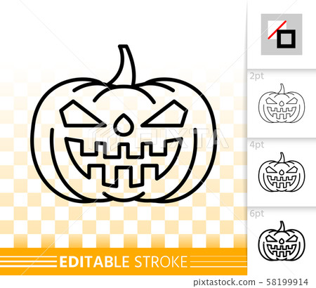 Halloween pumpkin Jack O Lantern simple line icon - Stock Illustration ...