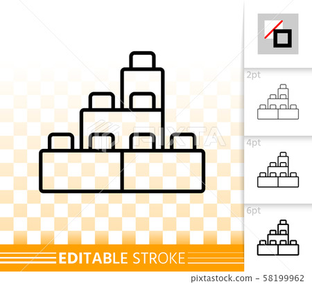 Building Block toy simple black line vector icon 58199962