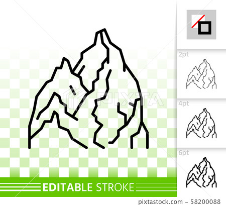 Mountain simple high mount black line vector icon 58200088