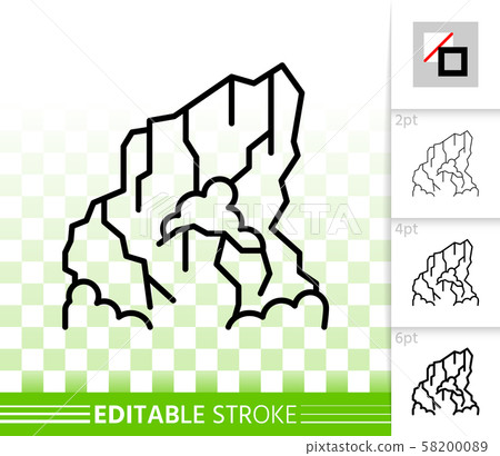 Mountain simple high mount black line vector icon - Stock Illustration ...
