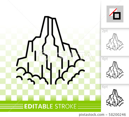 Mountain simple high mount black line vector icon - Stock Illustration ...