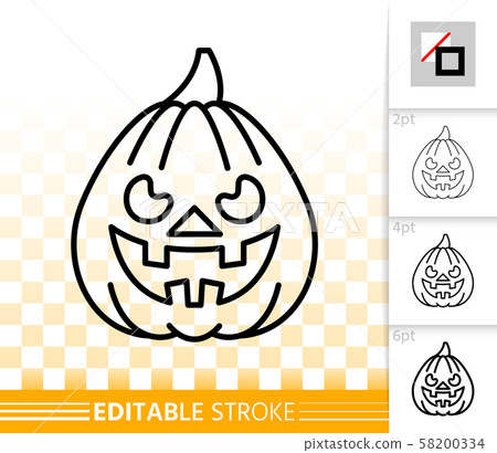 Halloween pumpkin Jack O Lantern simple line icon - Stock Illustration ...