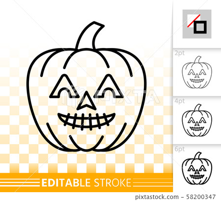 Halloween pumpkin face simple line vector icon - Stock Illustration ...