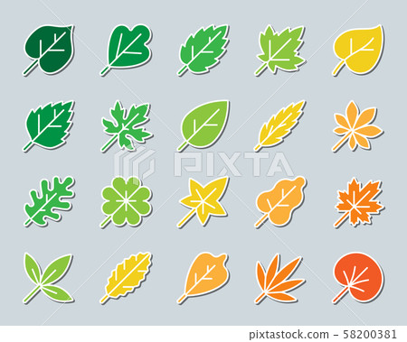 Organic Leaf patch sticker icons vector set Organic Leaf patch sticker icons vector set 58200381