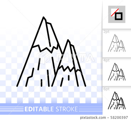 Mountain simple high mount black line vector icon - Stock Illustration ...