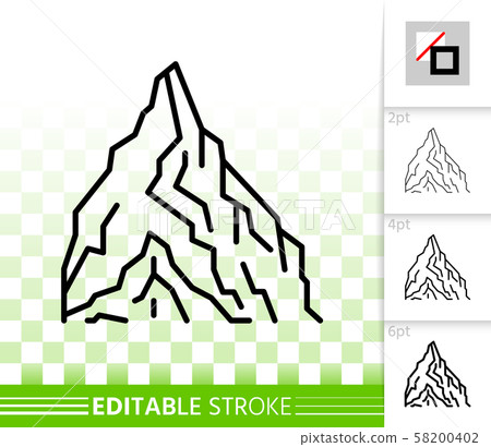 Mountain simple black line peak mount vector icon 58200402