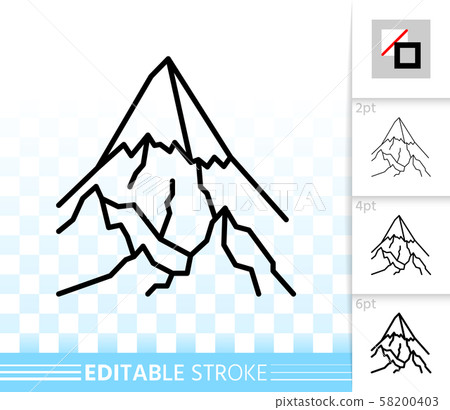 Mountain simple high mount black line vector icon 58200403