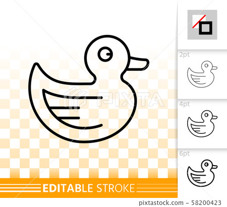 Rubber Duck simple black line vector icon 58200423