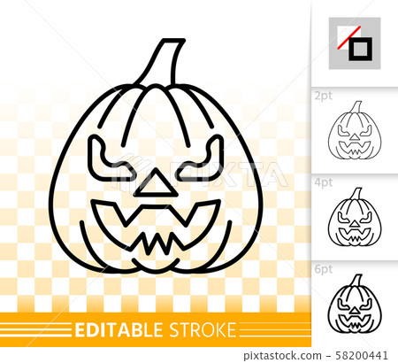 Halloween pumpkin face simple line vector icon 58200441