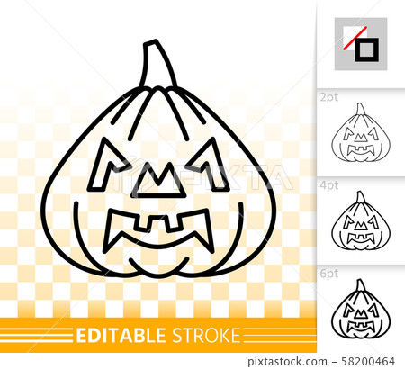 Halloween pumpkin Jack O Lantern simple line icon - Stock Illustration ...