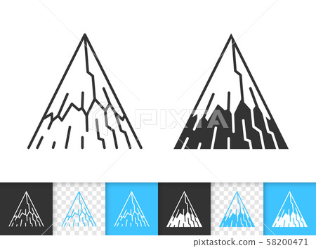 Mountain simple black line climbing vector icon 58200471