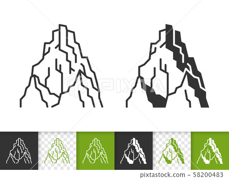 Mountain climbing simple black line vector icon - Stock Illustration ...
