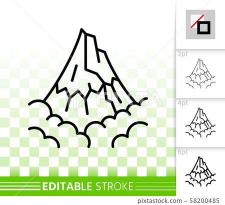 Mountain simple high mount black line vector icon - Stock Illustration ...