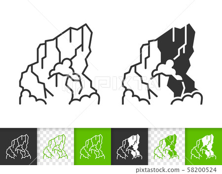 Mountain climbing simple black line vector icon - Stock Illustration ...