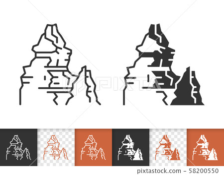 Mountain simple black line peak mount vector icon Mountain simple black line peak mount vector icon 58200550