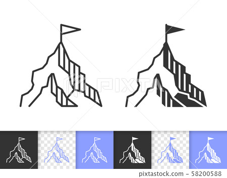 Mountain simple black line peak mount vector icon - Stock Illustration ...