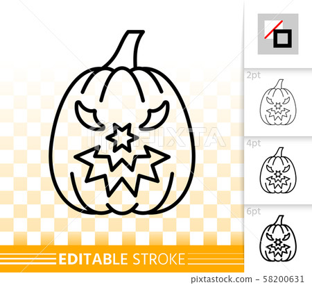 Halloween pumpkin Jack O Lantern simple line icon - Stock Illustration ...