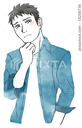 Worried man_watercolor 58200736