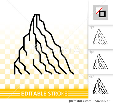 Mountain simple high mount black line vector icon - Stock Illustration ...