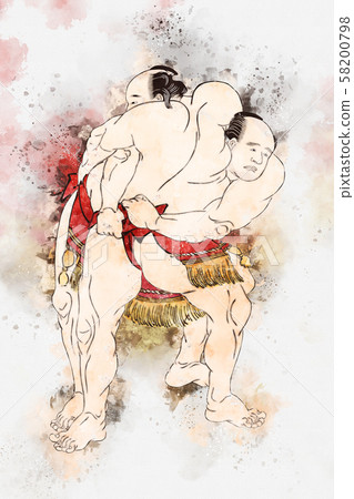 Ukiyoe Sumo wreath 8 Watercolor 58200798