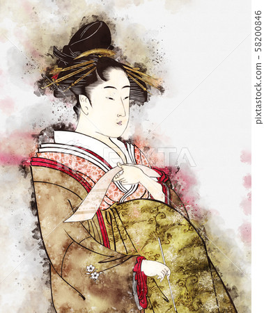 Indoor indoor flower fan watercolor 58200846