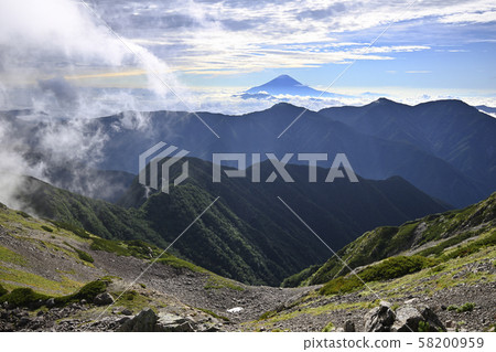 Mt. Fuji from Akaishidake, Southern Alps [early autumn] 58200959