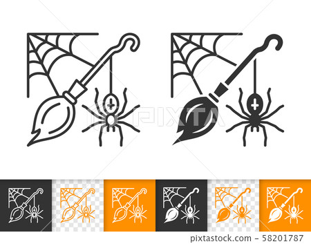 Halloween spiderweb simple black line vector icon 58201787