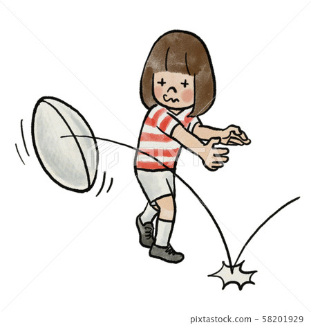 A girl who misses a rugby ball A girl who misses a rugby ball 58201929