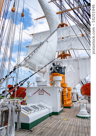 Toyama Pref. Kaioh Maru Park Sailing ship sails Main sail and sail boat Toyama Pref. Kaioh Maru Park Sailing ship sails Main sail and sail boat 58201946