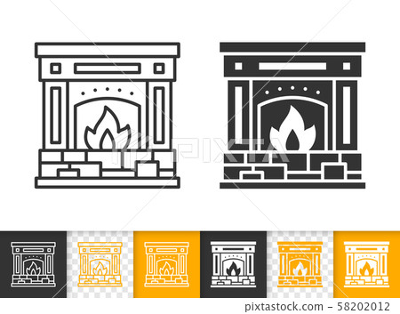 Fireplace simple open fire black line vector icon Fireplace simple open fire black line vector icon 58202012