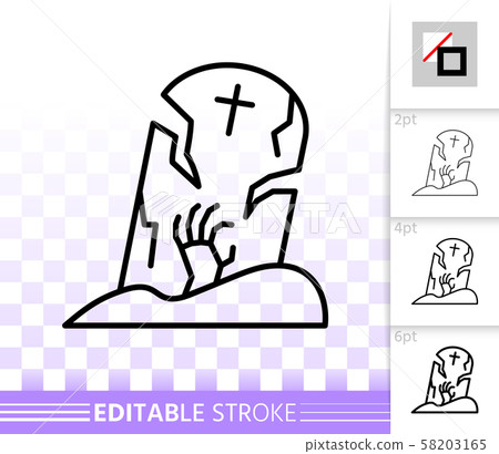 Halloween tombstone simple black line vector icon Halloween tombstone simple black line vector icon 58203165