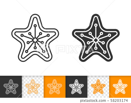 Gingerbread cookie xmas star line vector icon 58203174