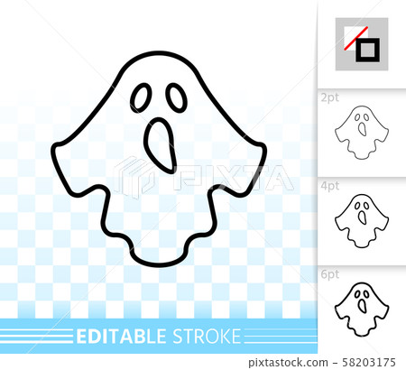 Halloween ghost simple black line vector icon 58203175