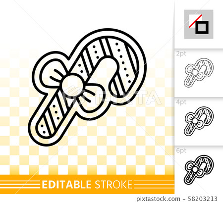Gingerbread cookie candy cane line vector icon 58203213